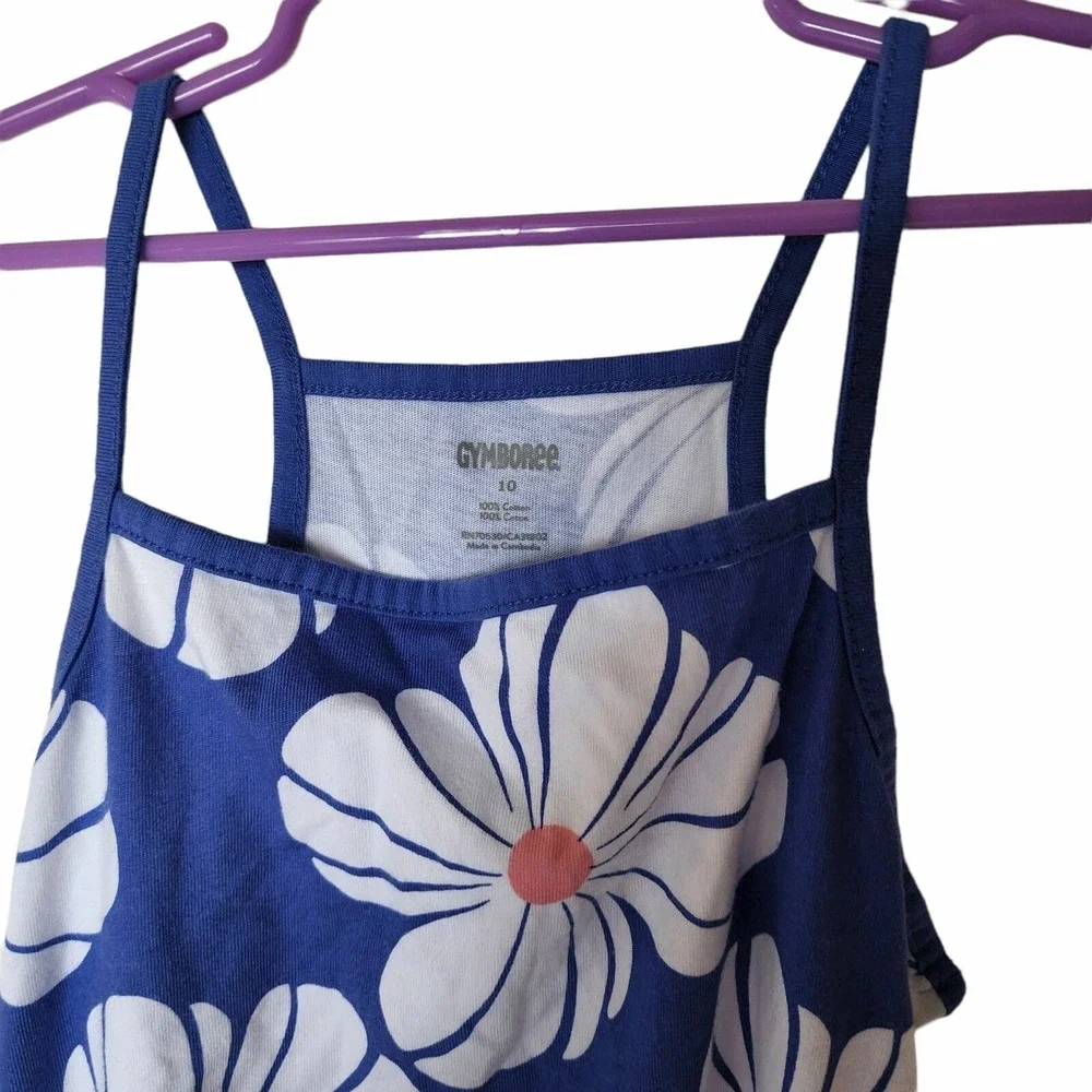 Gymboree Hop N Roll Blue Knit White Flower Dress Size 10 Girls NWT Kids